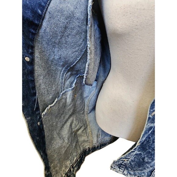 WHIPP Acid Wash Denim Jacket Size Medium Retro Look Oversized Heavy - Picture 6 of 13